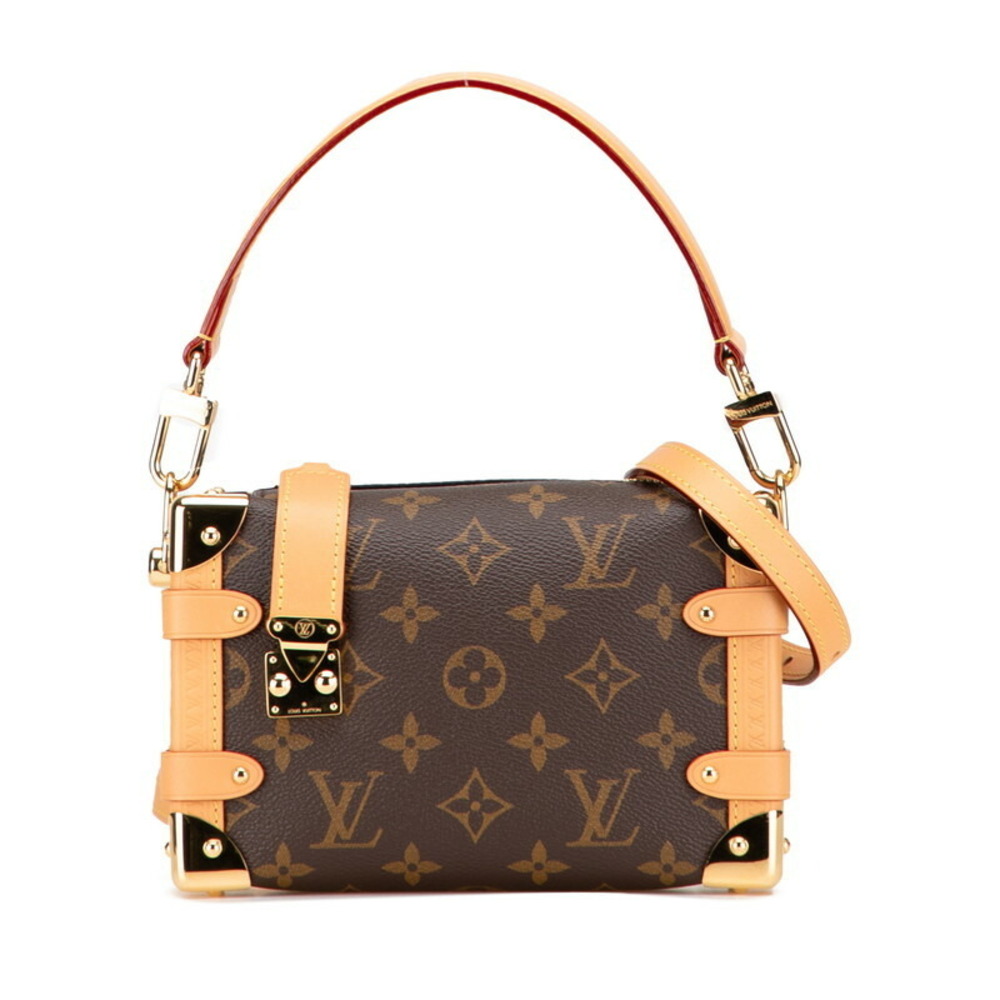 Louis Vuitton Monogram Leather Brown Side Trunk Handbag Shoulder Bag Leather